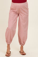 Red Striped Patch Pocket Maternity Pants