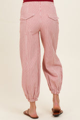 Red Striped Patch Pocket Maternity Pants
