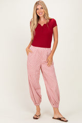 Red Striped Patch Pocket Pants