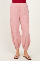 Red Striped Patch Pocket Pants