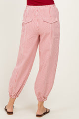 Red Striped Patch Pocket Pants