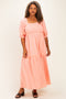 Light Pink Floral Smocked Puff Sleeve Plus Maxi Dress