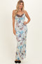 Light Blue Floral Lace Mesh Maxi Dress