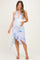 Lilac Print Asymmetrical Halter Maternity Midi Dress