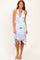 Lilac Print Asymmetrical Halter Midi Dress