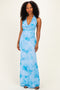 Light Blue Floral Cowl Maxi Dress
