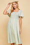 Light Sage Gingham Smocked Midi Dress