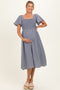 Navy Gingham Smocked Maternity Midi Dress