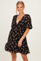 Black Floral Puff Sleeve Dress