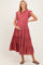 Dusty Rose Button Up Ruffle Sleeve Tiered Maternity Maxi Dress