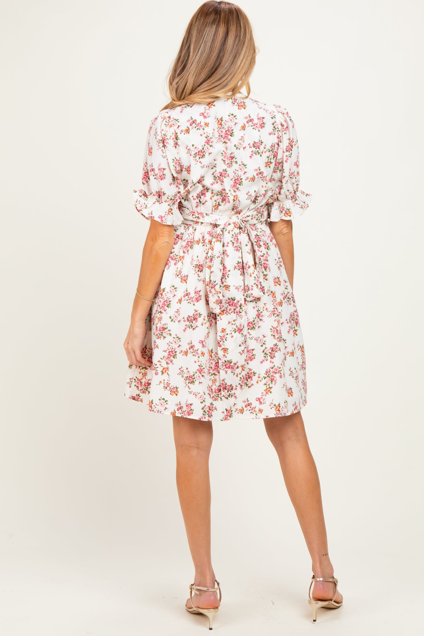 Ivory Rose Floral Maternity Wrap Dress