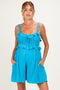 Blue Embroidered Ruffle Accent Maternity Romper