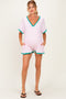 Light Pink Waffle Knit V-Neck Short Sleeve Maternity Romper