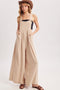 Beige Super Wide Leg Overall Jumpsuit