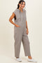 Vintage Taupe Button Up French Terry Jumpsuit