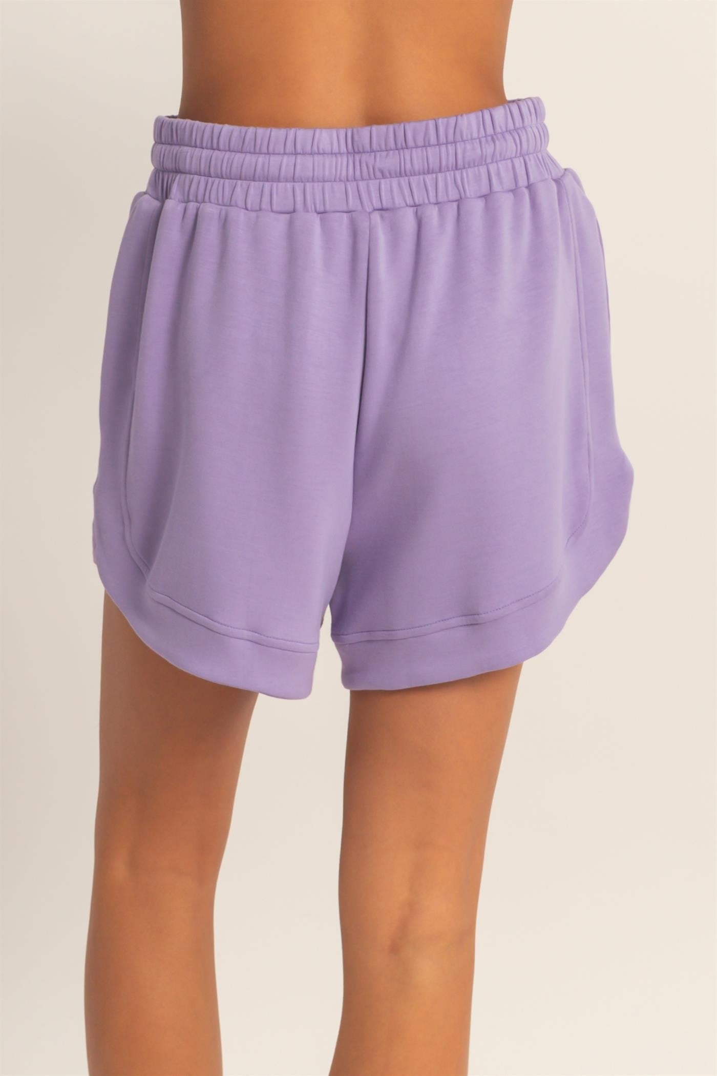 Dusty Purple Drawstring Relaxed Fit Shorts