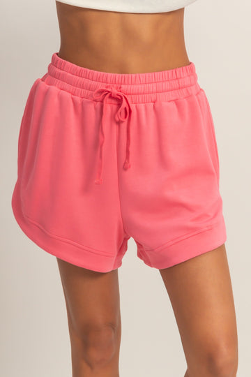 Taffy Pink Drawstring Relaxed Fit Shorts