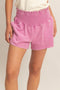 Fuchsia Smocked Waist Mineral Wash Shorts