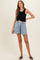 Light Denim Midi Pleated Maternity Shorts