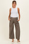 Mocha Elastic Waistband Maternity Trousers