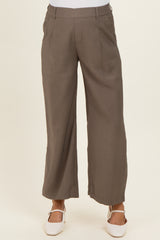 Mocha Elastic Waistband Maternity Trousers