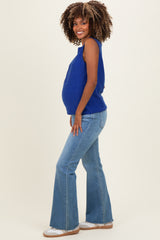 Royal Blue Sleeveless Knit Maternity Top