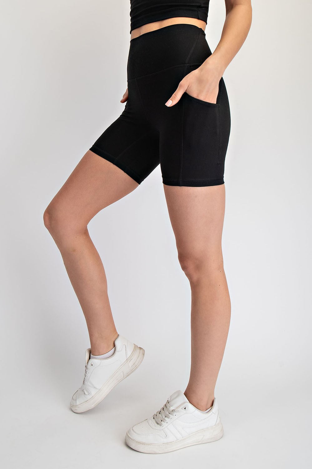 Black Pocket 6" Biker Shorts