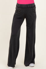 Black Mineral Wash Wide Leg Maternity Pants
