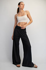 Black Mineral Wash Wide Leg Pants