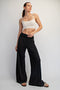 Black Mineral Wash Wide Leg Pants