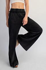 Black Mineral Wash Wide Leg Pants