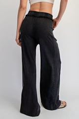 Black Mineral Wash Wide Leg Pants