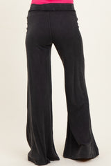 Black Mineral Wash Wide Leg Maternity Pants