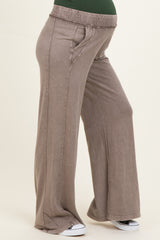 Coffee Mineral Wash Wide Leg Maternity Pants
