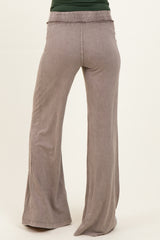 Coffee Mineral Wash Wide Leg Maternity Pants