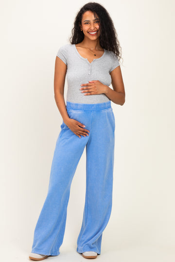 Aqua Mineral Wash Wide Leg Maternity Sweatpants