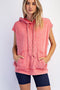 Red Mineral Wash Sleeveless Hoodie