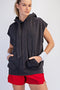 Black Mineral Wash Sleeveless Hoodie