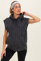 Black Mineral Wash Sleeveless Maternity Hoodie
