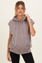 Mocha Mineral Wash Sleeveless Maternity Hoodie