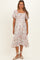 Ivory Floral Flutter Sleeve Maternity Midi Dress