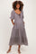 Brown Gingham Puff Sleeve Tiered Maternity Maxi Dress