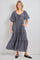 Navy Gingham Puff Sleeve Tiered Maxi Dress