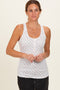 Red Floral Pointelle Knit Button Tank Top