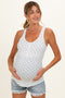 Blue Floral Pointelle Knit Button Maternity Tank Top