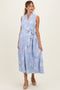 Light Blue Embroidered Sleeveless Maternity Midi Shirt Dress