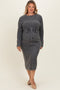 Charcoal Ribbed Tie Waist Maternity Plus Sweater Dress