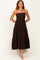 Brown Tiered Cutout Tie Back Midi Dress
