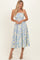 Light Blue Strapless Floral Maxi Dress