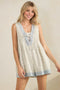 Light Blue Floral Pleated Detail Romper